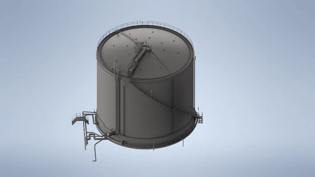 3D Engineering van RVS Opslagtank - Bovenaanzicht